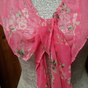 Pink Beaded Betsey Johnson Silk Scarf